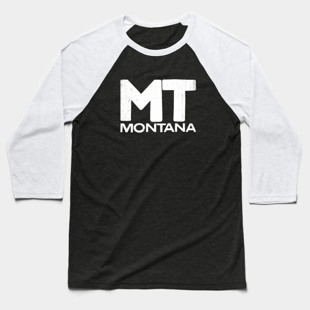 MT Montana State Vintage Typography Baseball T-Shirt by Commykaze